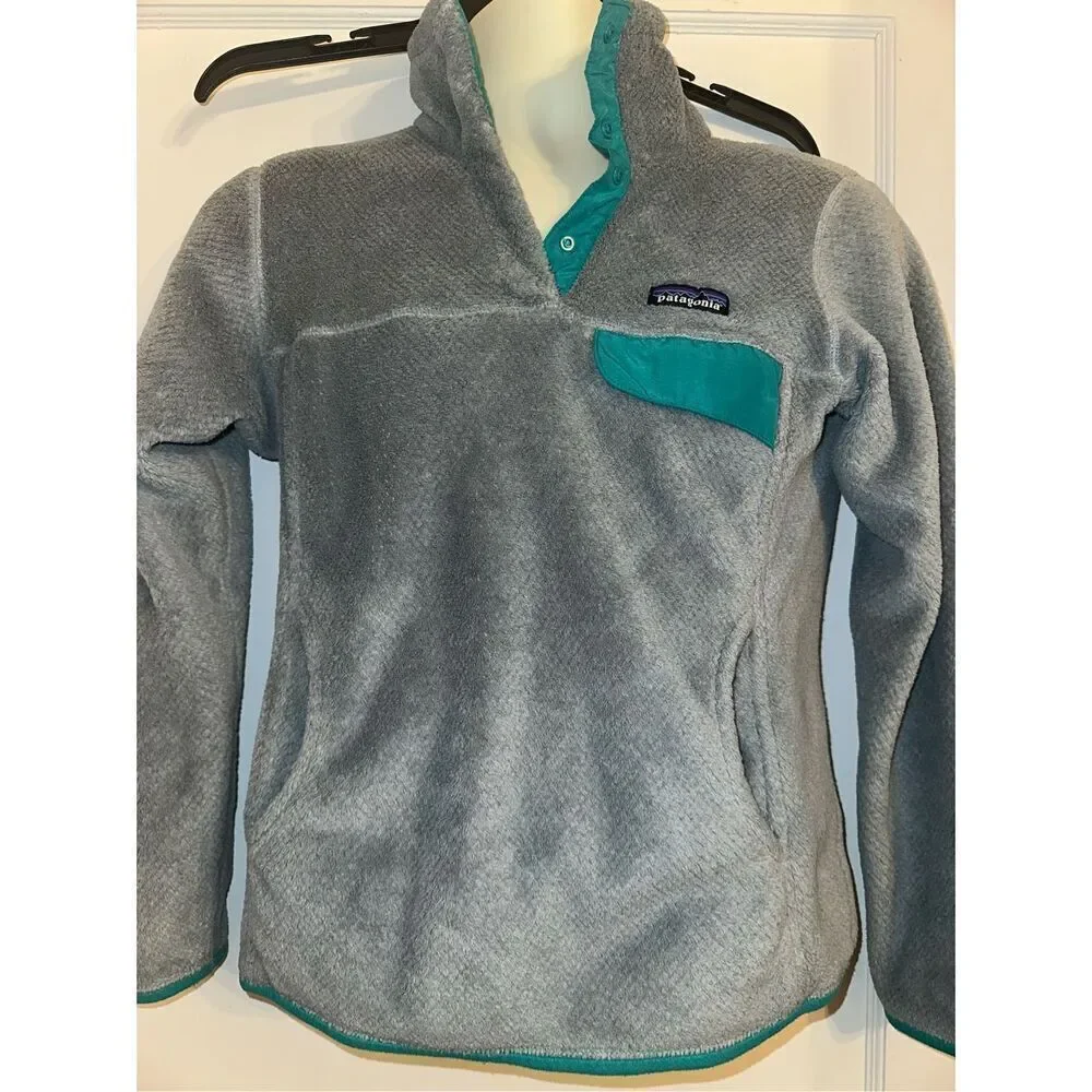 Patagonia Women's Re-Tool Snap-T Pullover Fleece Stand Collar Grey Size Small